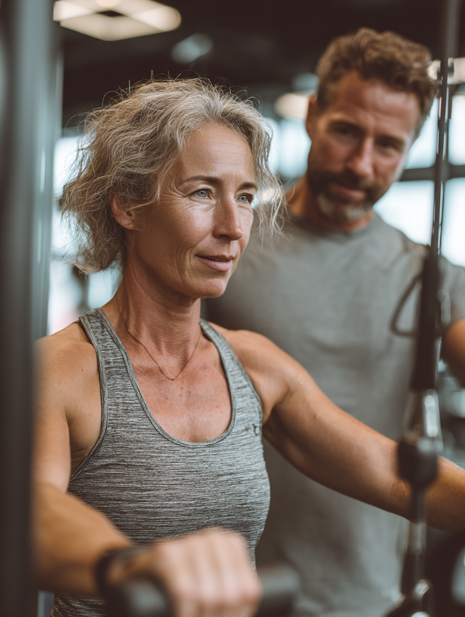 Людина виконує вправу з повним контролем та концентрацією